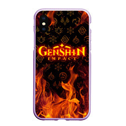 Чехол iPhone XS Max матовый GENSHIN IMPACT FIRE SYMBOL ОГНЕННАЯ СТИХИЯ