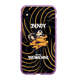 Чехол iPhone XS Max матовый Бенди и чернильная машина Bendy and the Ink Machin, цвет: 3D-фиолетовый