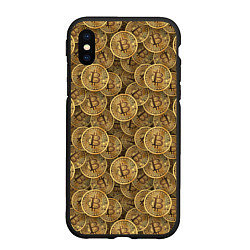 Чехол iPhone XS Max матовый Bitcoins, цвет: 3D-черный