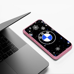 Чехол iPhone XS Max матовый НОВОГОДНИЙ БМВ НОВЫЙ ГОД BMW, цвет: 3D-малиновый — фото 2