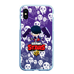 Чехол iPhone XS Max матовый EDGAR BRAWL STARS, ЛУЧШИЙ УБИЙЦА, цвет: 3D-голубой