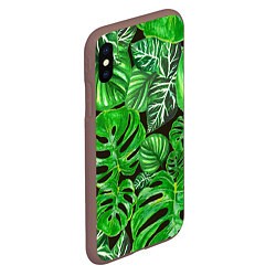 Чехол iPhone XS Max матовый Тропические листья на темном фоне, цвет: 3D-коричневый — фото 2