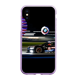 Чехол iPhone XS Max матовый BMW night city, цвет: 3D-сиреневый