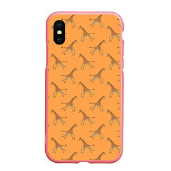 Чехол iPhone XS Max матовый Жирафы паттерн