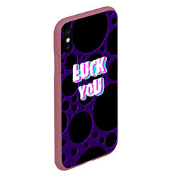 Чехол iPhone XS Max матовый Фраза - Luck You, цвет: 3D-малиновый — фото 2