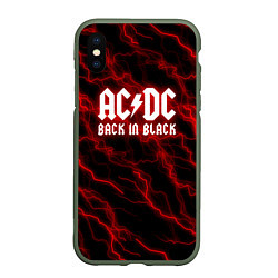 Чехол iPhone XS Max матовый ACDC Разряды молнии, цвет: 3D-темно-зеленый