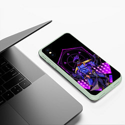 Чехол iPhone XS Max матовый Джотаро Куджо и платиновая звезда, цвет: 3D-салатовый — фото 2