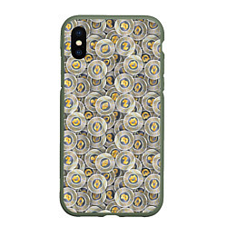 Чехол iPhone XS Max матовый Разная Криптовалюта, цвет: 3D-темно-зеленый