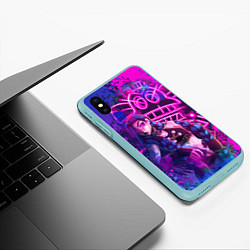 Чехол iPhone XS Max матовый League Of Legends Arcane ДЖИНКС НЕОНОВАЯ КРАСКА, цвет: 3D-мятный — фото 2