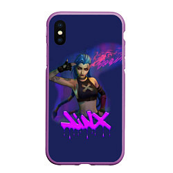 Чехол iPhone XS Max матовый League Of Legends Arcane JINX BOOM, цвет: 3D-фиолетовый