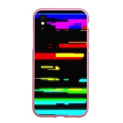 Чехол iPhone XS Max матовый Color fashion glitch, цвет: 3D-розовый