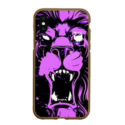 Чехол iPhone XS Max матовый Neon pink lion