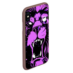 Чехол iPhone XS Max матовый Neon pink lion, цвет: 3D-коричневый — фото 2