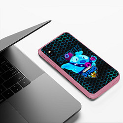 Чехол iPhone XS Max матовый Скуик BRAWL STARS соты, цвет: 3D-малиновый — фото 2