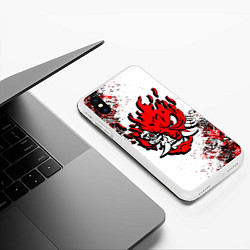 Чехол iPhone XS Max матовый SAMURAI CYBERPUNK 2077 RED LOGO, цвет: 3D-белый — фото 2