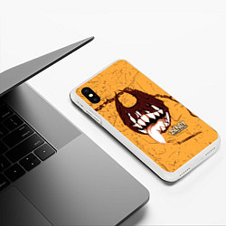 Чехол iPhone XS Max матовый Bendy And The Ink Machine гранж, цвет: 3D-белый — фото 2