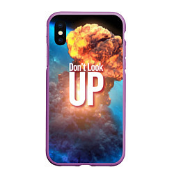 Чехол iPhone XS Max матовый Dont look up!, цвет: 3D-фиолетовый