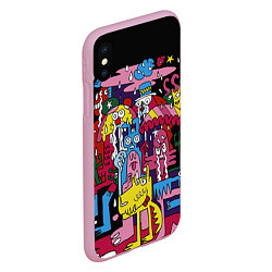 Чехол iPhone XS Max матовый Разноцветные монстры, цвет: 3D-розовый — фото 2