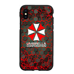 Чехол iPhone XS Max матовый Umbrella Corporation соты, цвет: 3D-черный
