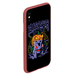 Чехол iPhone XS Max матовый Bulbasaur арт, цвет: 3D-красный — фото 2