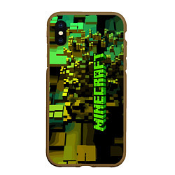 Чехол iPhone XS Max матовый Minecraft, pattern 2022, цвет: 3D-коричневый