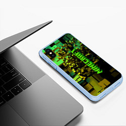 Чехол iPhone XS Max матовый Minecraft, pattern 2022, цвет: 3D-голубой — фото 2