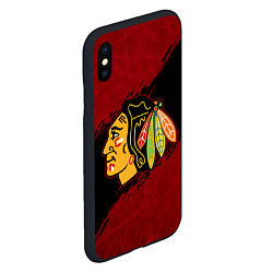 Чехол iPhone XS Max матовый Chicago Blackhawks, Чикаго Блэкхокс, цвет: 3D-черный — фото 2