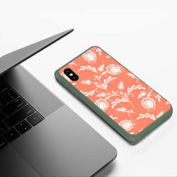 Чехол iPhone XS Max матовый Красочный ЦвеТочный Узор, цвет: 3D-темно-зеленый — фото 2