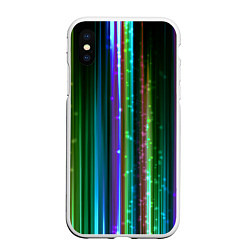 Чехол iPhone XS Max матовый Свет неоновой радуги, цвет: 3D-белый