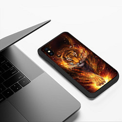 Чехол iPhone XS Max матовый Огненный тигр Сила огня, цвет: 3D-черный — фото 2