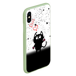 Чехол iPhone XS Max матовый Котик в тумане Сердечки, цвет: 3D-салатовый — фото 2