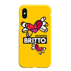 Чехол iPhone XS Max матовый Romero Britto Ромеро Бритто, цвет: 3D-желтый