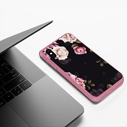 Чехол iPhone XS Max матовый РОЗЫ И ПИОНЫ, цвет: 3D-малиновый — фото 2