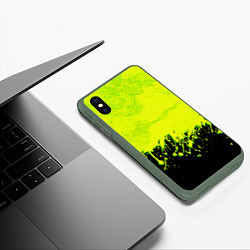 Чехол iPhone XS Max матовый НЕОНОВЫЕ БРЫЗГИ КРАСКИ, цвет: 3D-темно-зеленый — фото 2
