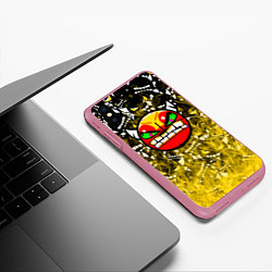 Чехол iPhone XS Max матовый Geometry Dash demon, цвет: 3D-малиновый — фото 2