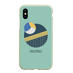 Чехол iPhone XS Max матовый Volleyball Спорт, цвет: 3D-салатовый