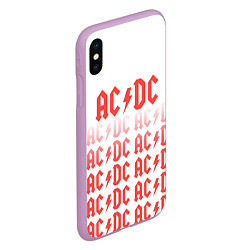 Чехол iPhone XS Max матовый Acdc Паттерн, цвет: 3D-сиреневый — фото 2