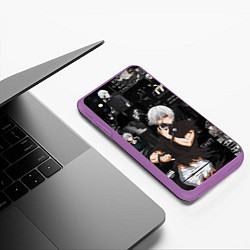 Чехол iPhone XS Max матовый Грустный Канеки Токийский Гуль Tokyo Ghoul, цвет: 3D-фиолетовый — фото 2