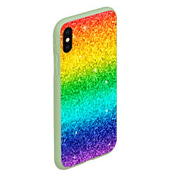 Чехол iPhone XS Max матовый Блестки радуга, цвет: 3D-салатовый — фото 2