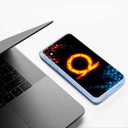 Чехол iPhone XS Max матовый GOD OF WAR CRATOS FIRE SYMBOL RUNE, цвет: 3D-голубой — фото 2