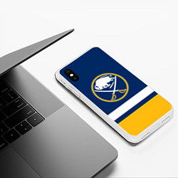 Чехол iPhone XS Max матовый Buffalo Sabres, Баффало Сейберз, цвет: 3D-белый — фото 2