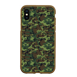 Чехол iPhone XS Max матовый Камуфляж Нато Вудленд woodland, цвет: 3D-коричневый