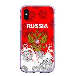 Чехол iPhone XS Max матовый Russia Паттерн Гербов, цвет: 3D-светло-сиреневый