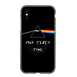 Чехол iPhone XS Max матовый PINK FLOYD TIME ПИНК ФЛОЙД ЛОГОТИП, цвет: 3D-темно-зеленый