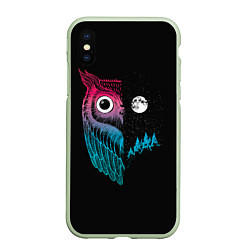 Чехол iPhone XS Max матовый Ночная сова Градиент, цвет: 3D-салатовый