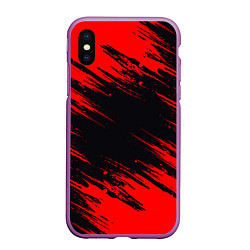 Чехол iPhone XS Max матовый Красная краска брызги, цвет: 3D-фиолетовый