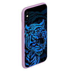 Чехол iPhone XS Max матовый Голубой тигр Blue, цвет: 3D-сиреневый — фото 2