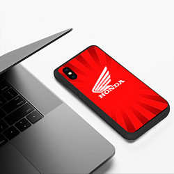 Чехол iPhone XS Max матовый Honda красные линии, цвет: 3D-черный — фото 2