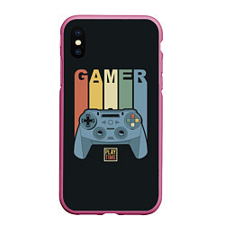 Чехол iPhone XS Max матовый GAMER Геймер, цвет: 3D-малиновый