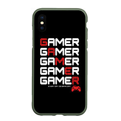 Чехол iPhone XS Max матовый GAMER - GAMER - GAMER, цвет: 3D-темно-зеленый